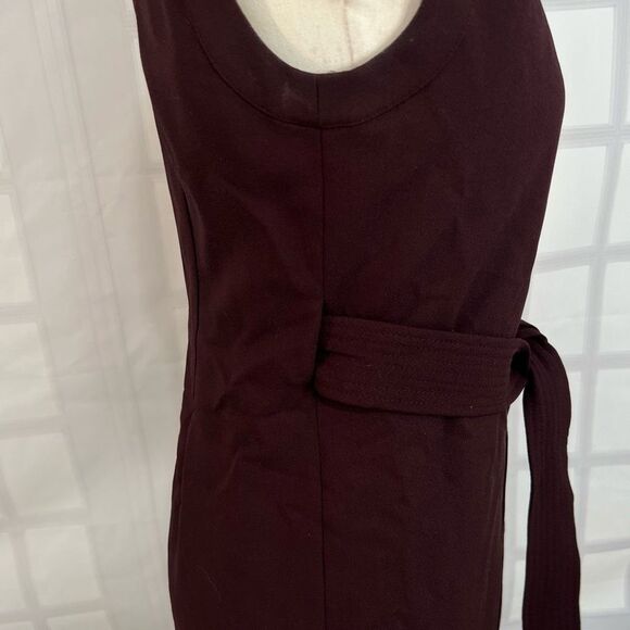 J. Crew Women's Sleeveless Belted Burgundy Sheath Wool Mini Dress Size 2 - Picture 5 of 11